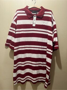 Vintage Rocawear Red & White Striped Polo Shirt Y2K Hip Hop Streetwear